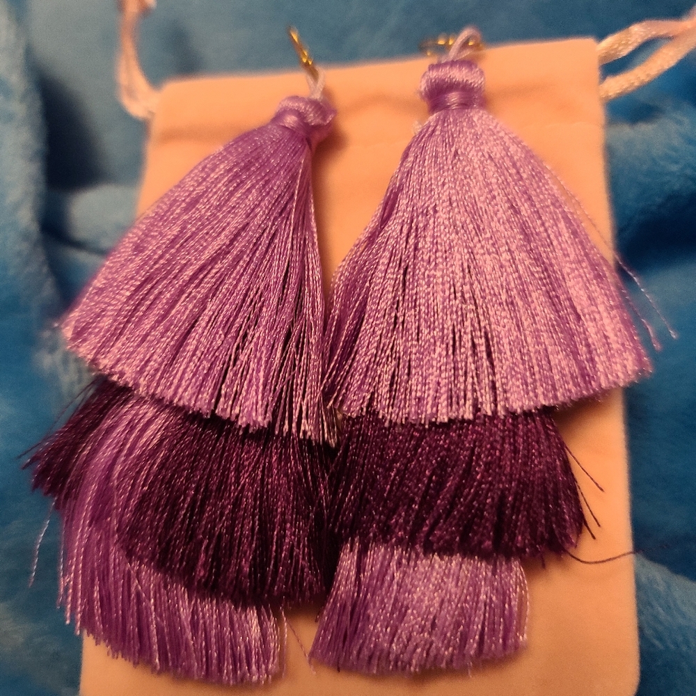 Bohemian Purple tassel dangling hook statement